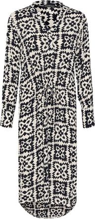 Soaked In Luxury Folklore Bedrukte Jurk in Wit/Marineblauw - Dames - Casual kleedjes - Veelkleurig - M - Kleedjes