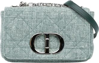 Dior Pre-owned Small Tweed Macrocannage Caro Bag - Dames - Vintage Schoudertas - Groen - ONE Size - Tweed - Vintage