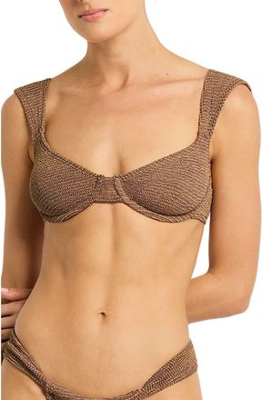 Bond-Eye Georgia Metallic Underwire Balconette Bikini Top in Cocoa Butter Lurex at Nordstrom