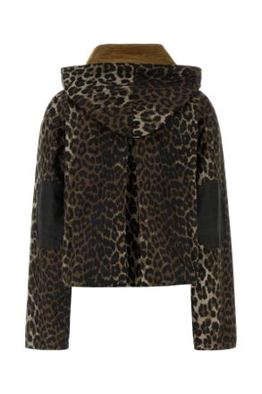 Ganni Womens Printed Cotton Barbour X Ganni Jacket Bk11leopardprintclassi Giubbini