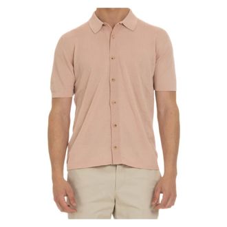 Roberto Collina Zachte Katoenen Gebreide Shirt Roze - Heren - Korte mouwen Overhemden - Roze - 2XL - Katoen - Overhemden