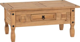 Seconique CORONA 1 DRAWER COFFEE TABLE - DISTRESSED WAXED PINE - SECONIQUE | TJ Hughes
