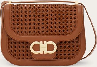 Ferragamo Women Double Gancini North-South crossbody bag (XS) Brown