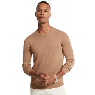 Michael Kors Round-neck Knitwear, male, Brown, XL, Camel Jumper for Stylish Look
