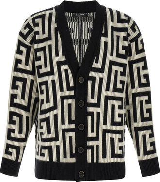 Balmain Black Knitted V Neck Cardigan