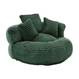 STILVORA Sill&oacute;n Puff Relax Con Reposabrazos Y Respaldo Alto, 3 Cojines, Confort Ergon&oacute;mico En Pana Verde Esmeralda