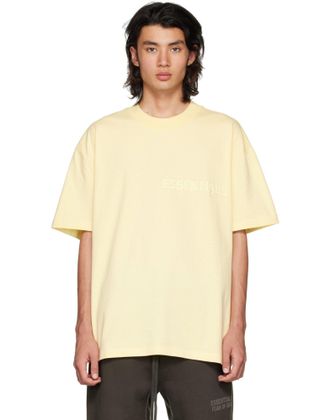 Fear of God Mens Essentials Logo T-Shirt Yellow Clothing > Polo & T-Shirts