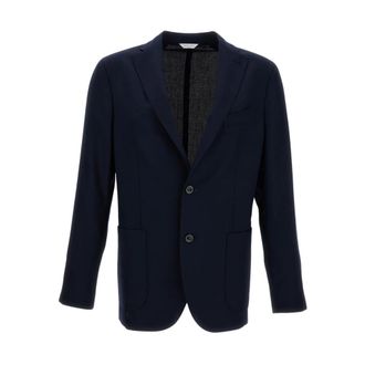 Boglioli Blazers, male, Blue, Size: S Giacca monopetto in fresco di lana