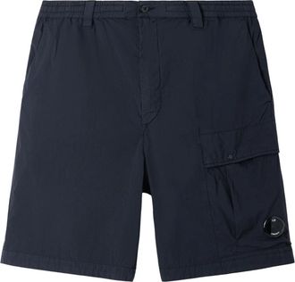 C.P. Company 50 Fili Stretch Loose Lens Cargo Shorts - Heren - Korte Broeken - Blauw - L - Katoen - Korte Broeken
