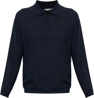 Lisa Yang Liam Cashmere Polo - Heren - Cashmere truien - Blauw - 2XL - Truien & Vesten