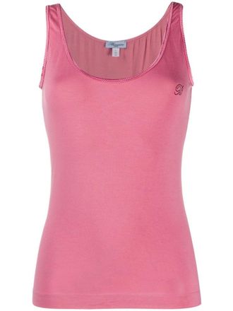 Blumarine Pink Studded Logo Sleeveless Top