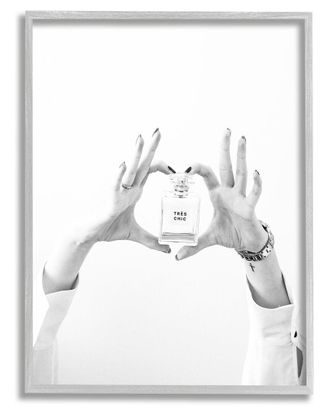 Stupell Industries Tres Chic Heart Glam Perfume Framed Giclee Wall Art By Leah Straatsma