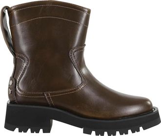 Ganni Studs Low Boot - Dames - Enkellaarsjes - Groen - 36 EU - Leer - Schoenen