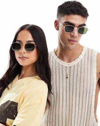 A.Kjaerbede Hello round metal frame sunglasses in gold