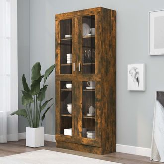 Berkfield Home Vitrine Cabinet Smoked Oak 82.5x30.5x185.5 cm Engineered Wood in Brown