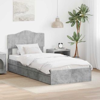vidaXL vidaXL Letto con Contenitore con testiera Grigio cemento 90 x 190 cm