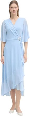 Joseph Ribkoff Silky Knit Flowy Wrap Dress - Dames - Wikkelkleedje - Blauw - XL - Kleedjes