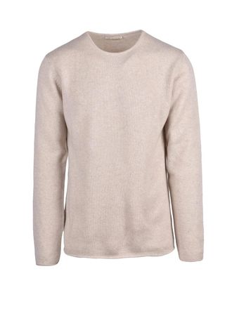 Daniele Fiesoli Beige Cashmere Crewneck Pullover With Refined Knit Texture