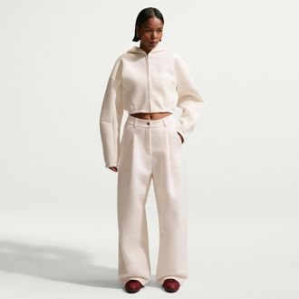 Nike Womens Pregame Fleece Loose Mid-Rise Trousers in White | IF0321-103