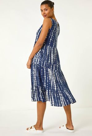 Roman Tie Dye Print Smock Midi Dress