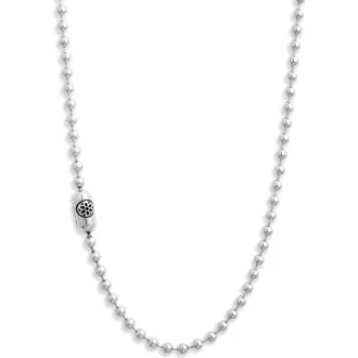 Good Art Hlywd Mens Rosette Poplock Sterling Silver Ball Chain Necklace at Nordstrom, Size 24