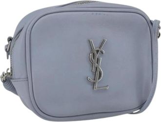 Saint Laurent Pre-owned Cross Body Bags, female, Blue, Size: ONE SIZE Pre-owned Leather Cross Body Bag
