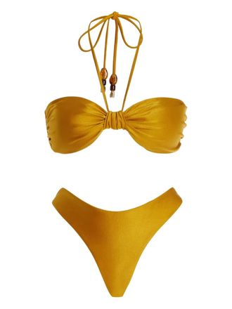 Zimmermann knotted halterneck bikini - Yellow