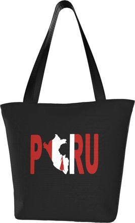 AOOEDM Tote Bag Peru Peruvian Flag Shopping Bags Small Reusable Market Bag Beach Tote Bags Travel Totes