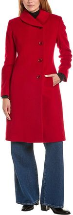 Sofiacashmere Sofiacashmere Round Collar Wool & Cashmere-Blend Coat