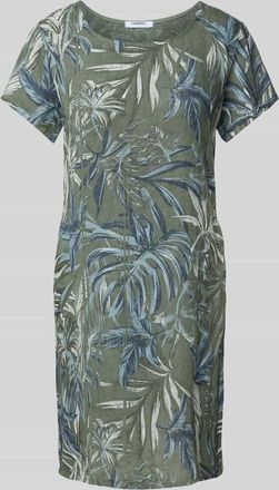 Zabaione Knielanges Etuikleid aus Leinen-Mix mit Baumwoll-Anteil in Khaki, Gr&ouml;&szlig;e S