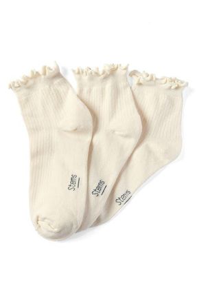 Stems Everyday Classics Ruffle 3-Pack Crew Socks in Cream at Nordstrom