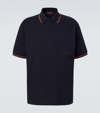 Gucci Web Stripe cotton-blend piqu&eacute; polo shirt