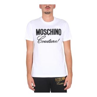 Moschino Institutional Logo T-shirt SS Crew Neck - male - Moschino - T-Shirts - White - M - Tops