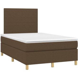 vidaXL Vidaxl - Cama Box Spring Con Colch&oacute;n Y Led Tela Marr&oacute;n Oscuro 120x190 Cm
