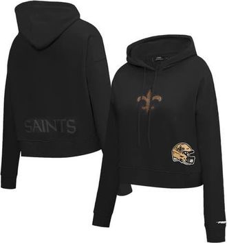 Pro Standard Womens Pro Standard Black New Orleans Saints Jeweled Cropped Pullover Hoodie at Nordstrom, Size Xx-Large