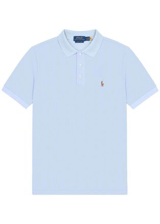 Polo Ralph Lauren Logo-embroidered Piqu&eacute; Stretch-cotton Polo Shirt - Mid Blu - Xxl