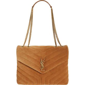 Saint Laurent Medium LouLou Quilted Suede Shoulder Bag in Orange at Nordstrom