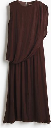 H&M Drapiertes Satinkleid - Brown