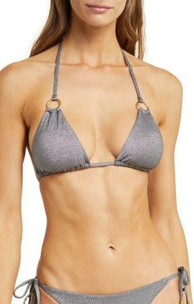 Vitamin A Cosmo Ring Detail Metallic Triangle Bikini Top in Twilight Metallic at Nordstrom Rack, Size X-Small