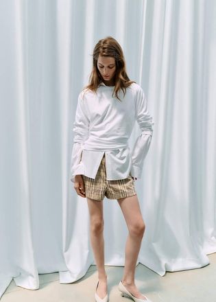 Mango Short dritti quadri marrone - Donna - S - MANGO