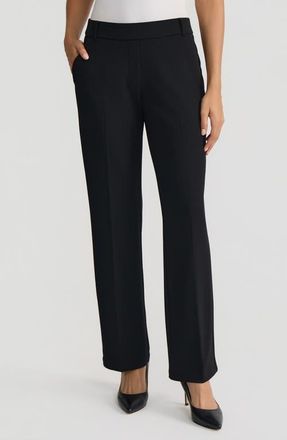 Kasper The Audrey Pull-On Straight Leg Trousers in Black at Nordstrom, Size X-Large P