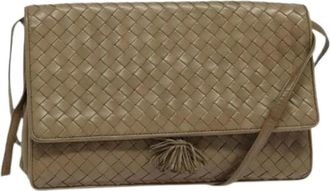 Bottega Veneta Pre-owned Cross Body Bags, female, Beige, Size: ONE SIZE Pre-owned Leather Shoulder Bag
