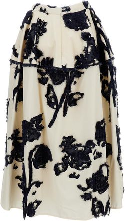 Erdem Voluminous Midi Skirt with Fil Coup&eacute; Jacquard Motif