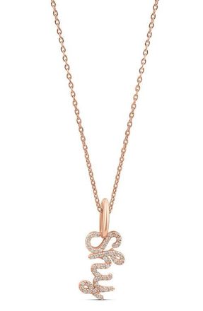 SHYMI Pav&eacute; Cubic Zirconia Cursive Name Pendant Necklace in Rose at Nordstrom
