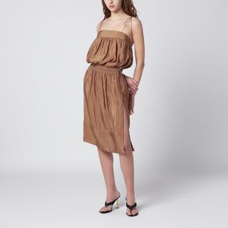 Saint Laurent Caramel-coloured nylon blend crepe dress
