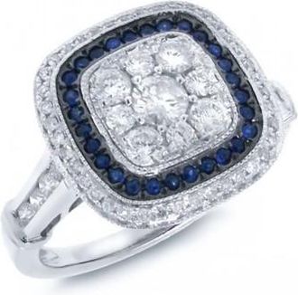 Allurez 0.77ct Diamond & 0.16ct Blue Sapphire 14k White Gold Ring
