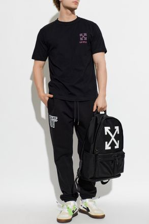 Off-white T-shirt With Printed Logo, Mens, Black