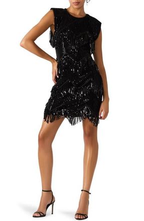 Steve Madden Astoria Sequin Fringe Minidress in Black at Nordstrom, Size X-Small