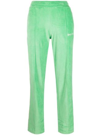 Sporty & Rich towelling-finish logo-embroidered track pants - women - Cotton - M - Green