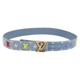 Louis Vuitton Pre-owned Belts, female, Blue, Size: ONE SIZE Pre-owned Vintage Monogram Denim Canvas Belt